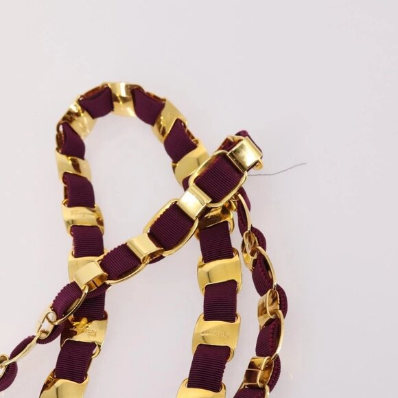 Salvatore Ferragamo Chain Backpack Canvas Purple Gold Auth gh681 main image 5